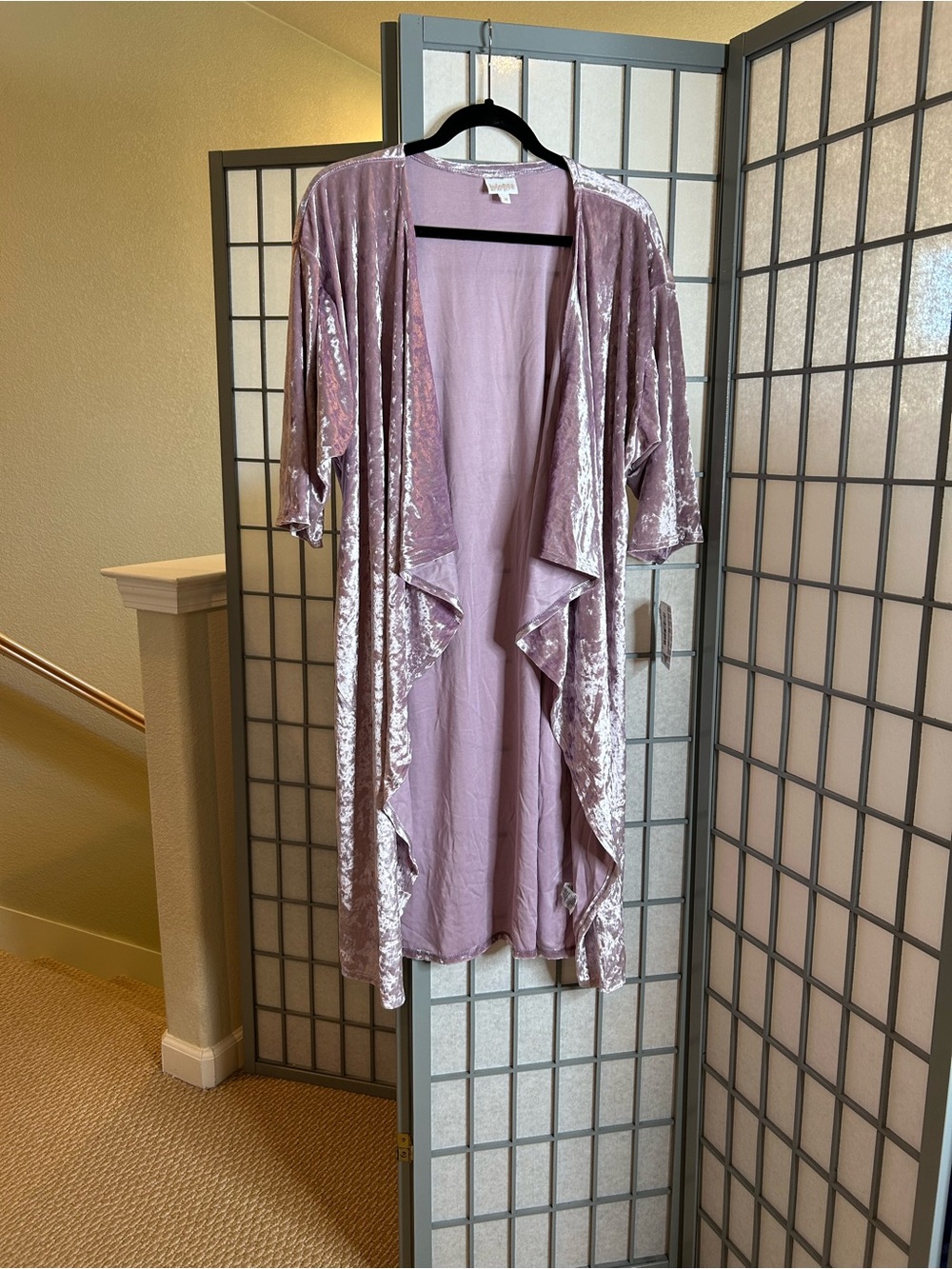 NWT LuLaRoe Shirley Crushed Velvet Lavender Duster Kimono